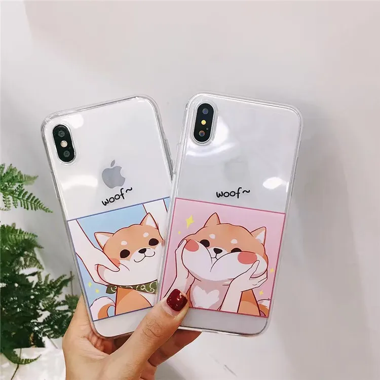 Милый рисунок собаки прозрачный силиконовый мягкий чехол на корпус телефона для