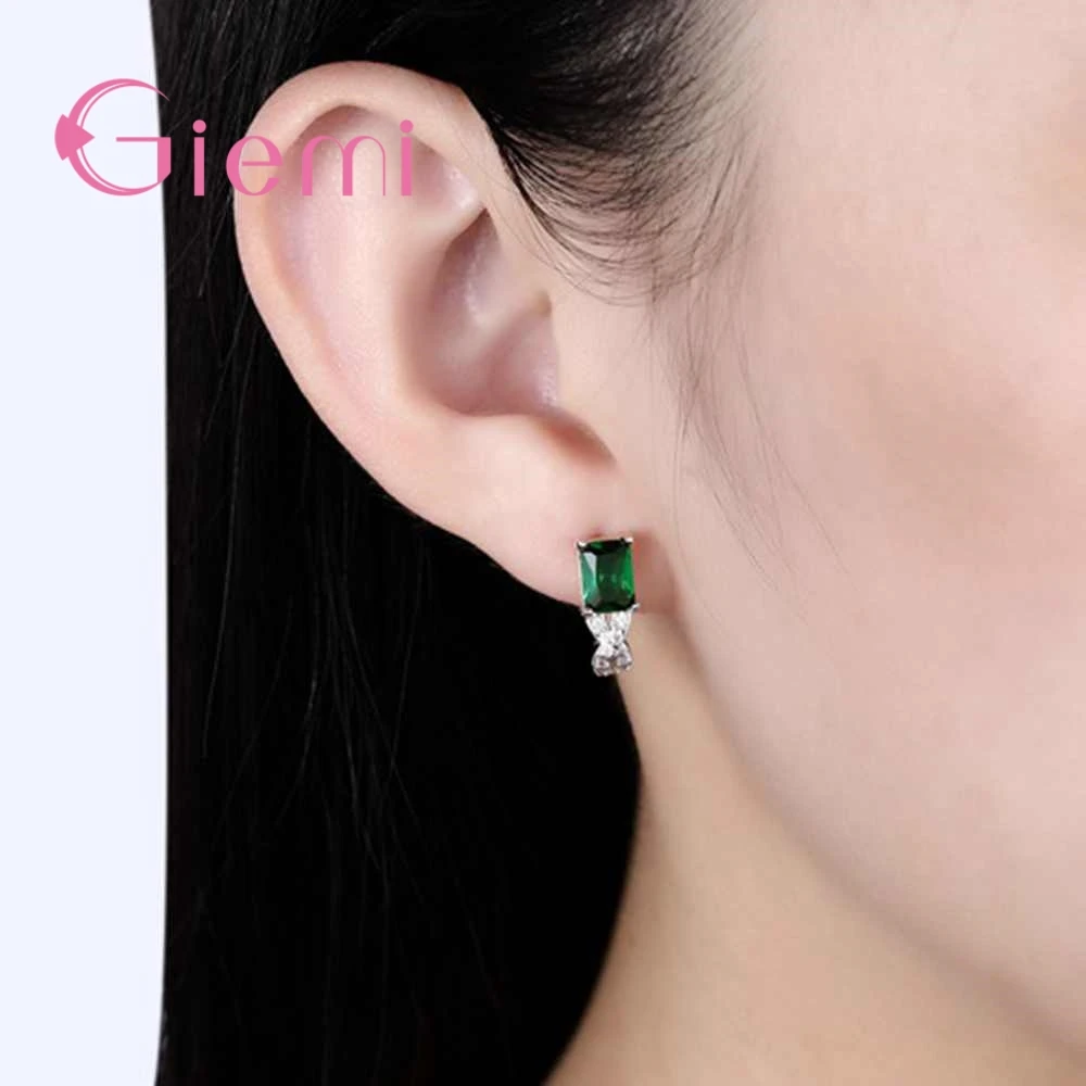 

Women Female Sumptuous Green Stud Earrings Noble Elegance Brilliant Cubic Zircon Crystal Jewelry Present Free Shipping