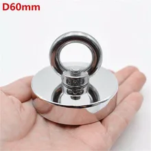 D60mm сильный Мощный круглый неодимовый магнит крюк спасательный магнит морской рыболовное оборудование держатель потянув монтажный горшок с кольцом# es