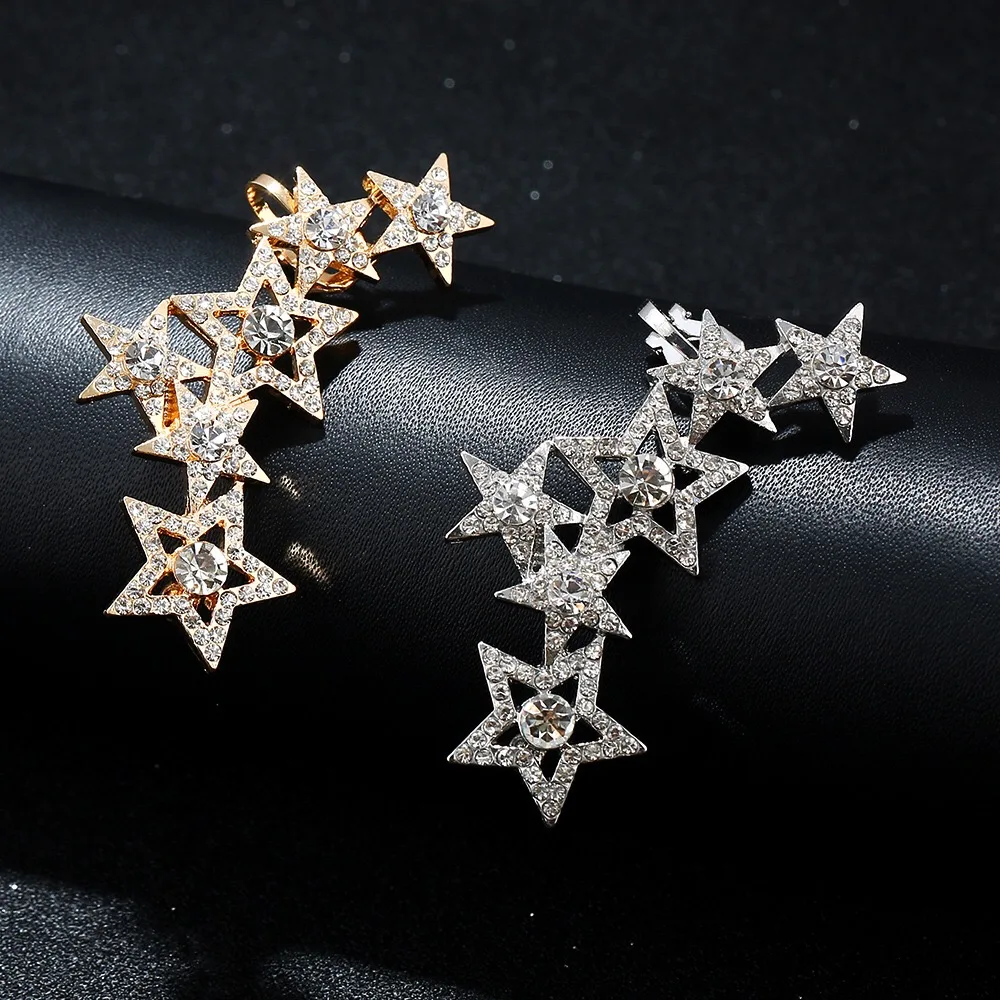 1 шт. правой и левой модные серьги-гвоздики со звездами Earcuff ювелирные с золотым оттенком серьги-клипсы для ушей манжеты для Для женщин
