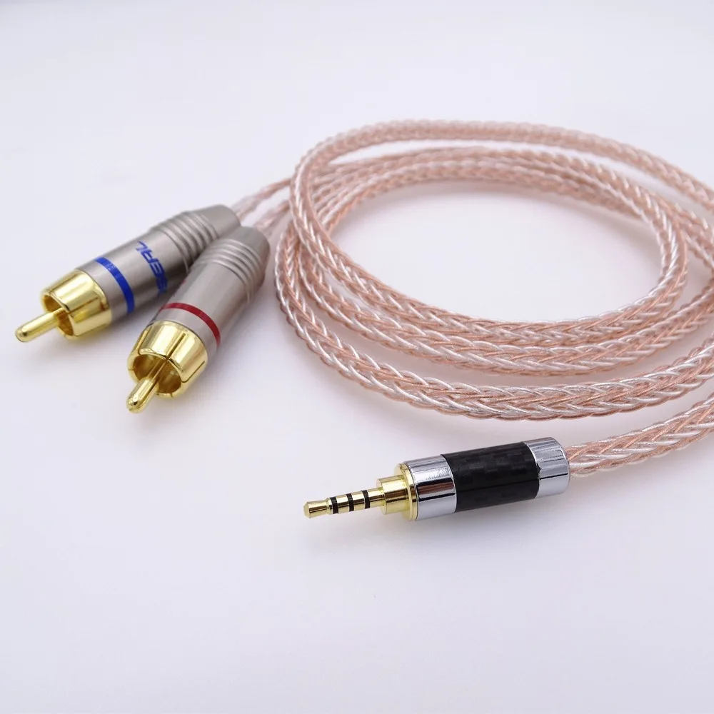 1 метр 1/8 3 5 мм до 2 RCA папа Hifi аудио 16 ядер 8 + Гибридный 5N Pcocc кабель адаптер |