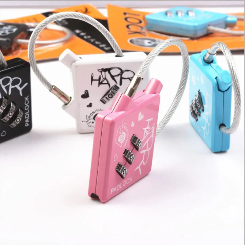 

Steel wire code lock padlock luggage gymnasium Cabinet car basket car lock Cute Mini code lock
