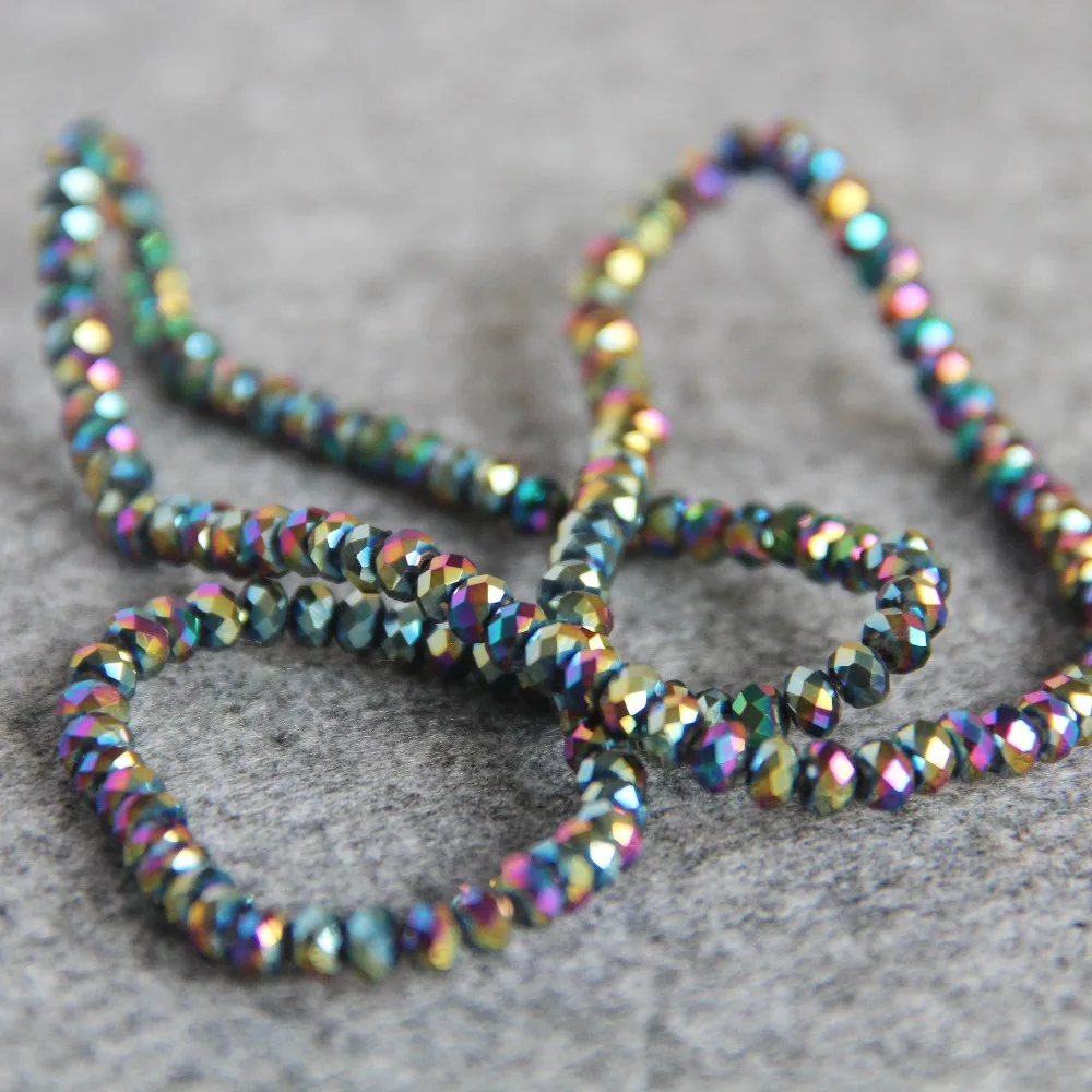 2021 New For Necklace 3*4mm Faceted Purple AB+ Colorful Glass Crystal Beads Stone Loose 150pcs DIY Fashion Jewelry Making | Украшения и