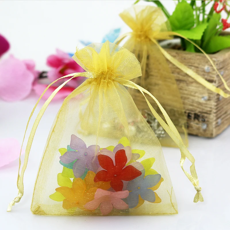 5x7cm Gold Organza Bags Promotional Gifts Customized Logo Custom Gift Saquinho De 100pcs/lot | Украшения и аксессуары
