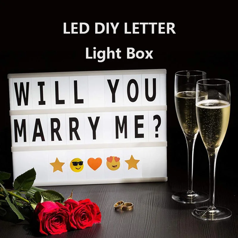 

2019 New DIY LED Letter Cards Combination Light Box A4 Size USB AA Battery Night Lamp Symbol Card Decoration Lamp Message Board