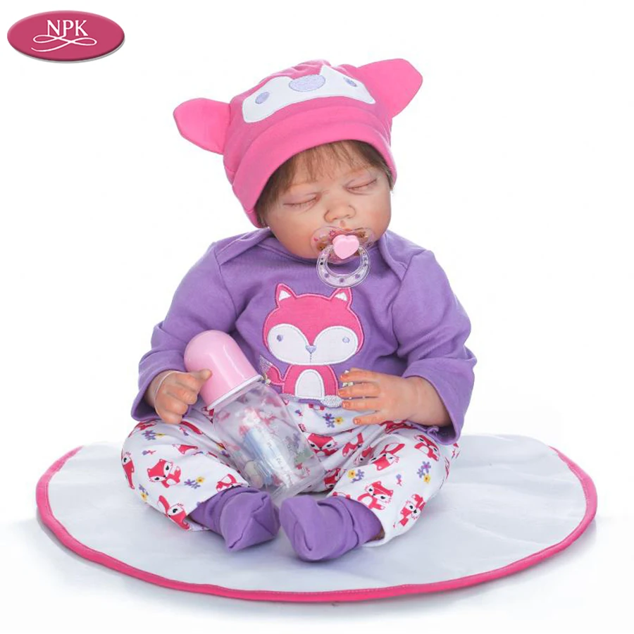 NPK 55 см виниловые Bebes Reborn Girl Детские куклы силиконовые реалистичные для младенцев