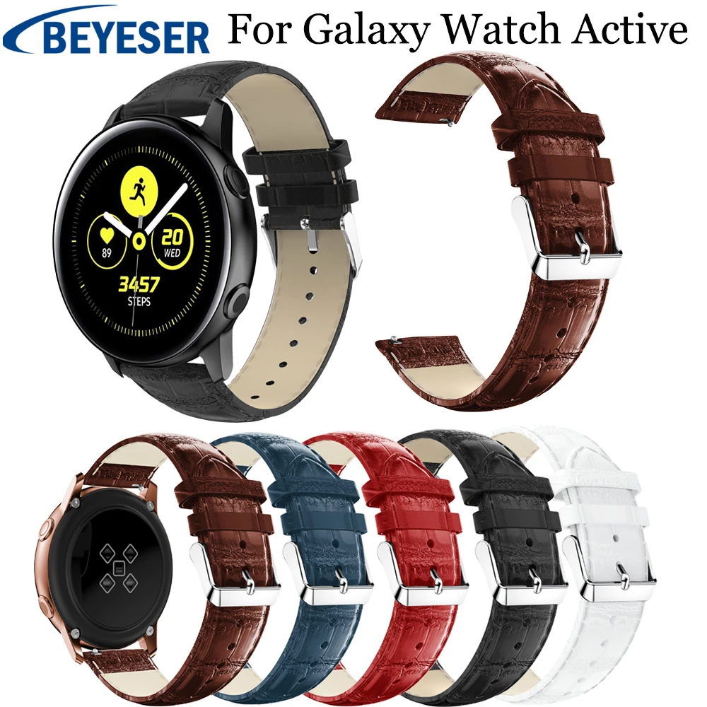 Ремешок кожаный для Samsung Galaxy Watch Active классический спортивный браслет наручных