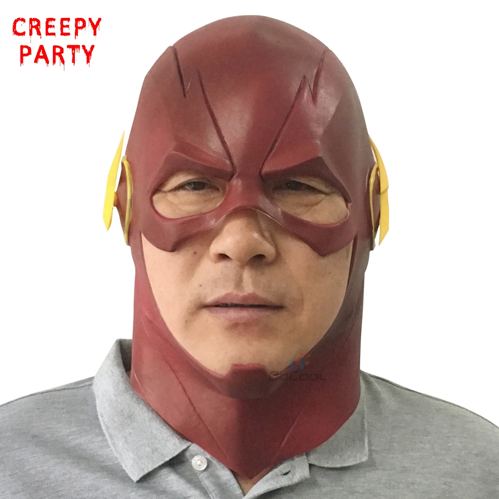 Флэш маска для взрослых DC Фильм Косплей Костюм Хэллоуин на всю голову