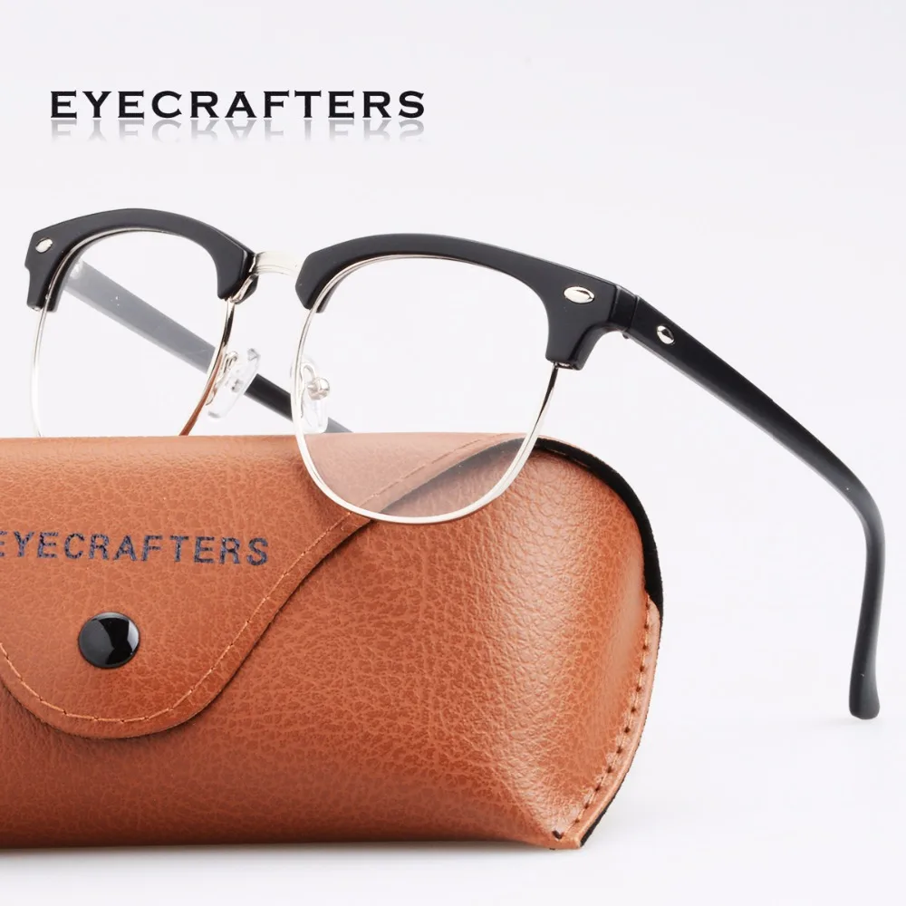 

Eyecrafters Classic Half Frame Women's Retro Optical EyeGlasses Frame Mens Vintage Semi Rimless Clear Lens Eyeglasses Frames