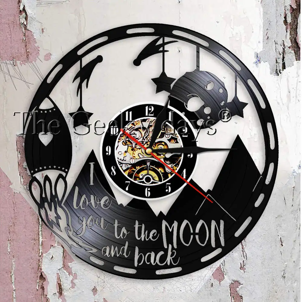 I Love You to the Moon and Back Wall Clock Детская Цитата знак День Святого Валентина виниловая