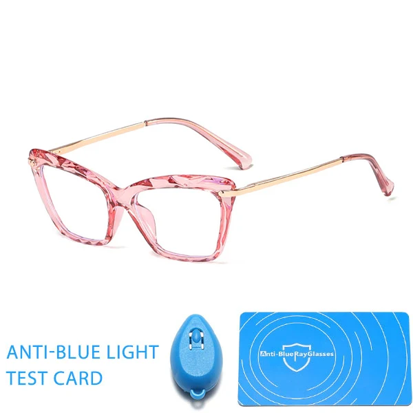 RFOLVE Fashion Gemstone Cutting Texture Anti-Blue Light Glasses Women UV Resistant Relieve Eye Fatigue Goggles Ladies RX194 - Цвет оправы: C4 Pink