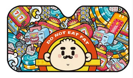 Темно-серый 125x72cm Car Cartoon Heated Windshield Sunshade Car Window Windscreen Cover Sun Shade Auto Visor Car-covers Solar Protection - Цвет: Темно-серый