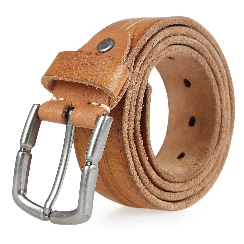 566  Men's leather Belt Cowhide Leather needle buckle minimalist retro decorative waist Belts Boy wide student Jeans Belt