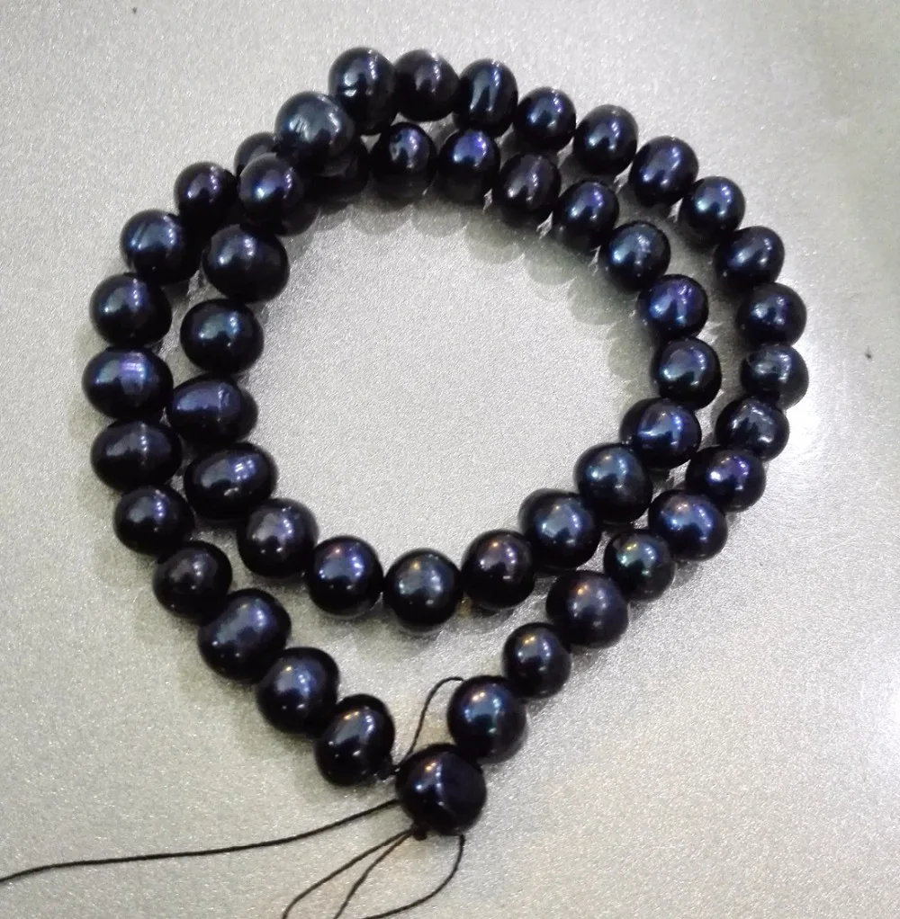 

One Strands Real Pearl 8-9mm Bright black colors Pearl Natural Freshwater Pearl loose beads 35cm / 14.5inch