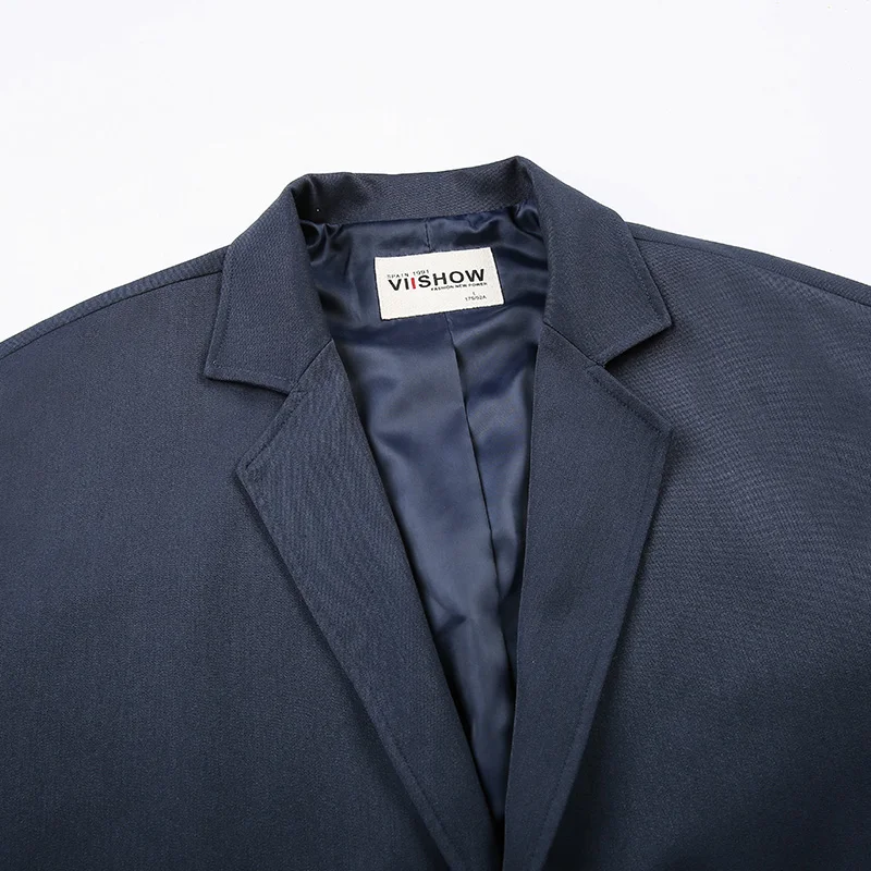 Viishow мужская длинная куртка брендовая с отложным воротником бушлат Блейзер Masculino