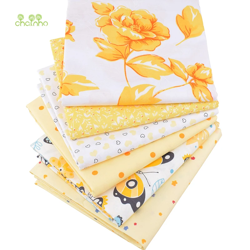 Chainho серия Желтых Цветов саржевая хлопчатобумажная ткань с принтом для пэчворка