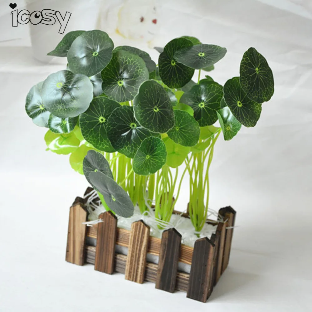 12 голов искусственные растения зеленый лист трава офисные декоративные цветы