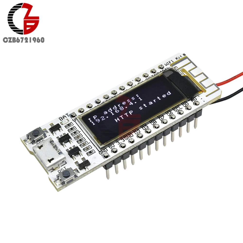0 91 дюйма OLED ESP8266 беспроводная Wi-Fi макетная плата 128x32 P2014 IIC I2C SPI PWN Micro USB 32 Мб антенна