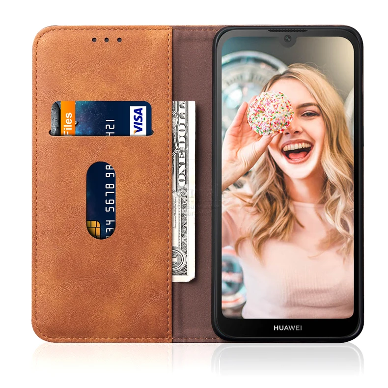Роскошный тонкий кожаный чехол-книжка в стиле ретро для huawei Y5 чехол-кошелек с отделением для карт Магнитный чехол-книжка для Honor 8S чехол для телефона s