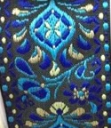 Новинка, высокое качество, 2 дюйма, 5 см, 5 ярдов/партия, высокое качество, тканая жаккардовая лента, черный фон, голубые цветы, узор, ремни и пояс, кружево - Цвет: wide5CM