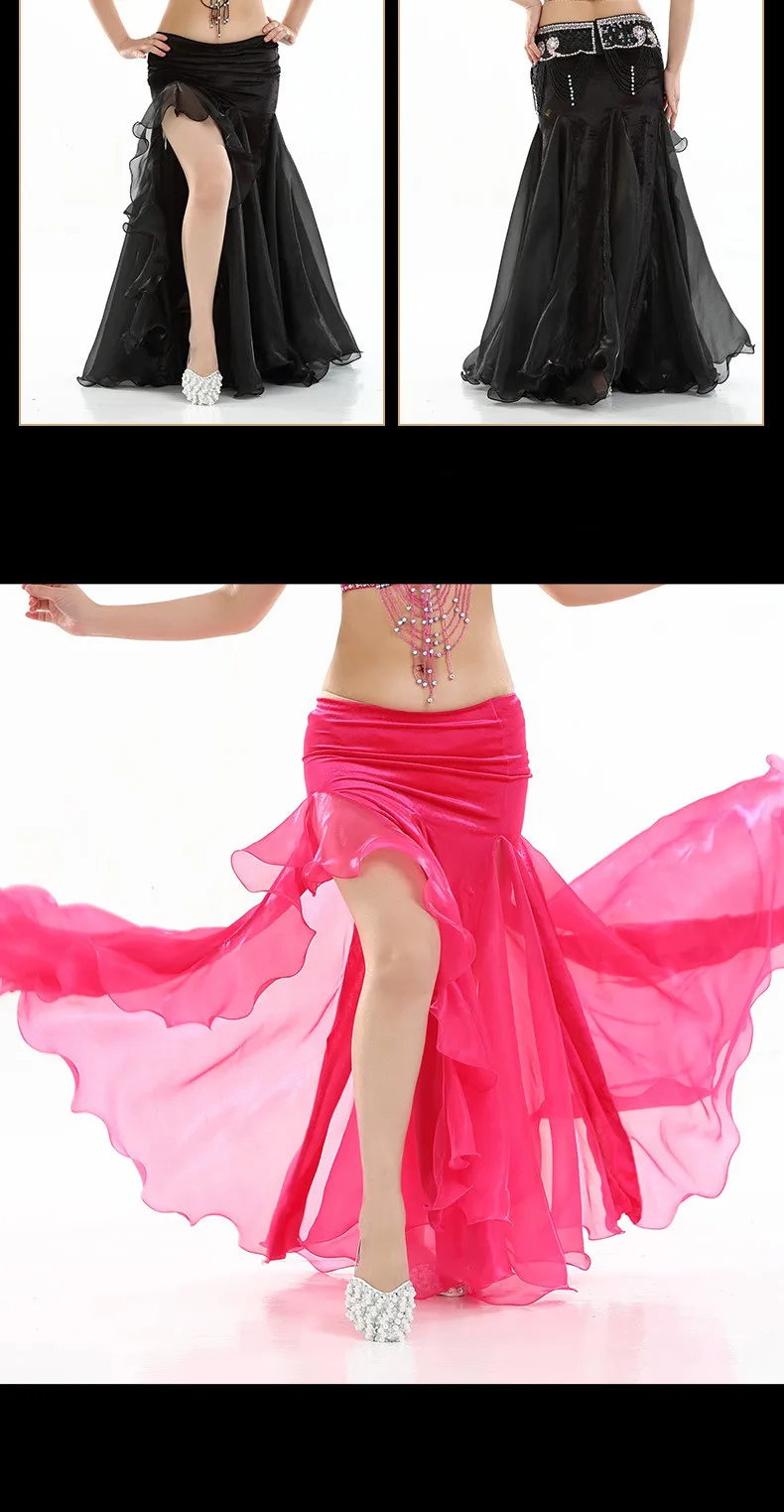 Для женщин живота Танцевальный Костюм Леди bellydancing юбка 2-слойная юбка из сетчатой ткани живота Танцы юбка производительность Танцы одежда