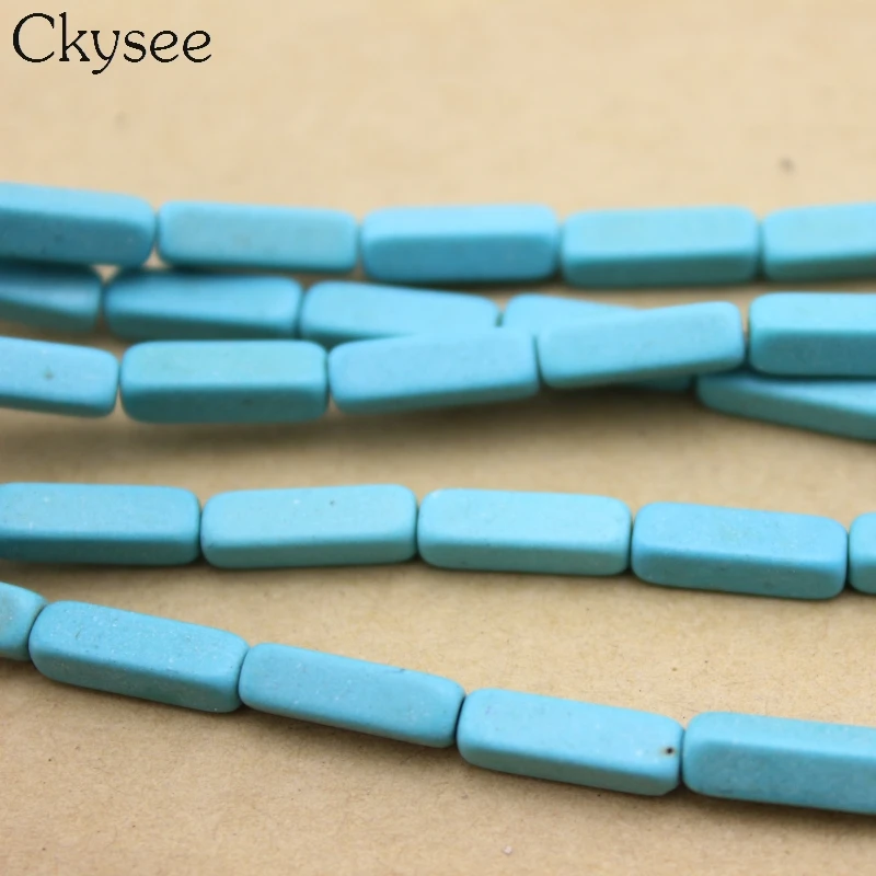 

Ckysee 30Pcs/Strand Natural Gem Stone Blue Turquoises Beads 4*4*13mm Bracelet Fit Diy Charm Beads For Jewelry Making