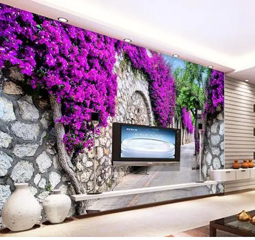 Большая настенная бумага с цветами 3D стереоскопическая для гостиной спальни s
