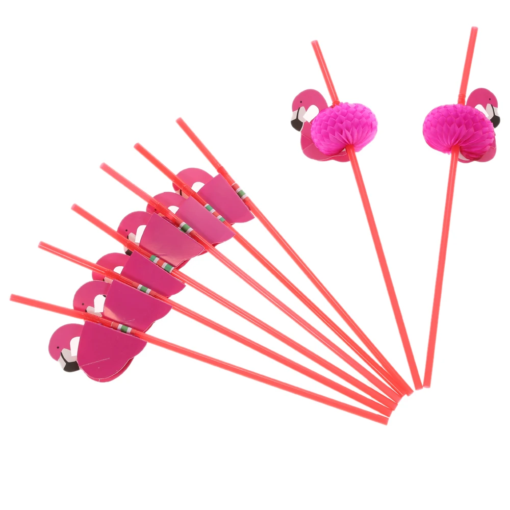 Пластиковые соломинки украшенные фламинго для дня рождения свадьбы