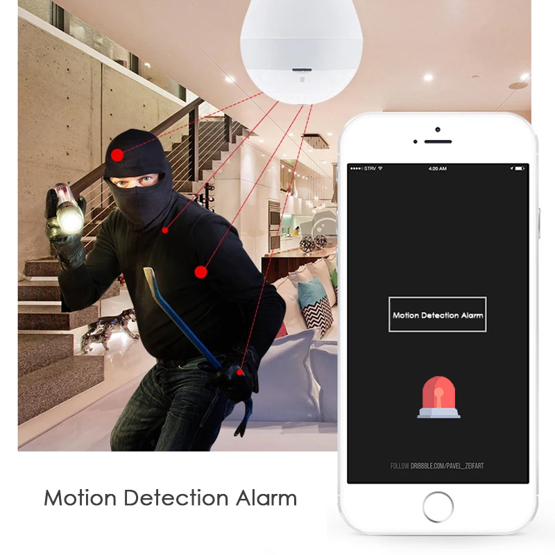 Gadinan светодиодный Белый свет 960P WiFi панорамный CCTV рыбий глаз лампочка ip камера в