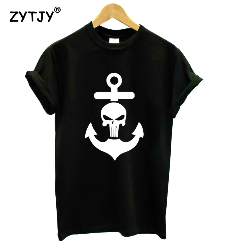 Skull Anchor Print Women Tshirt Cotton Casual Funny t Shirt For Lady Girl Top Tee Hipster Tumblr Drop Ship HH-124 | Женская одежда