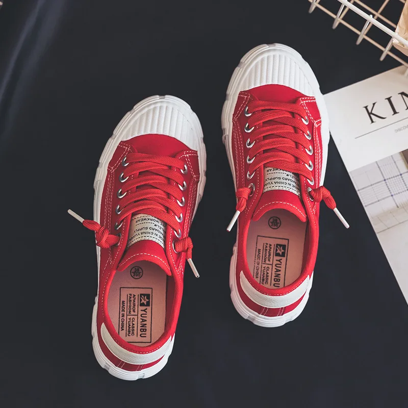 Женская парусиновая обувь однотонная Весенняя коллекция 2019 года женские