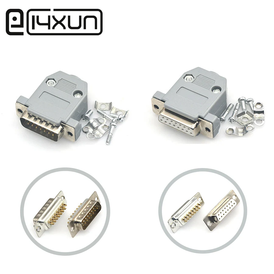 EClyxun 1 шт. DB15 15P позолоченный штырьковый адаптер с параллельным VGA портом Штекерный