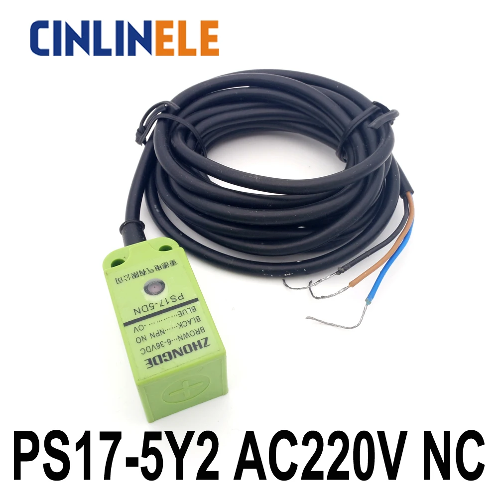 

PS17-5Y2 5mm sensing AC 2-WIRE NC Cube shell inductive Screen shield type metal proximity switch PS17 proximity sensor 18*18*36