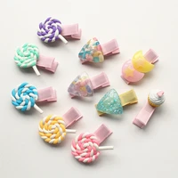 20pclot lollipop soft ceramics colorful hairpins triangle mini pearls hair clips double moon stars plastic barrettes cakes hair