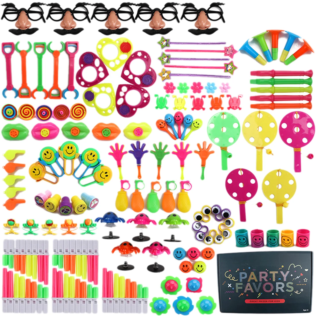 

120Pcs Children Kid's Party Toys Cartoon Hat Wave Plate Mustache Glasses Mouth Whistle Toys Party Prop Birthday Party