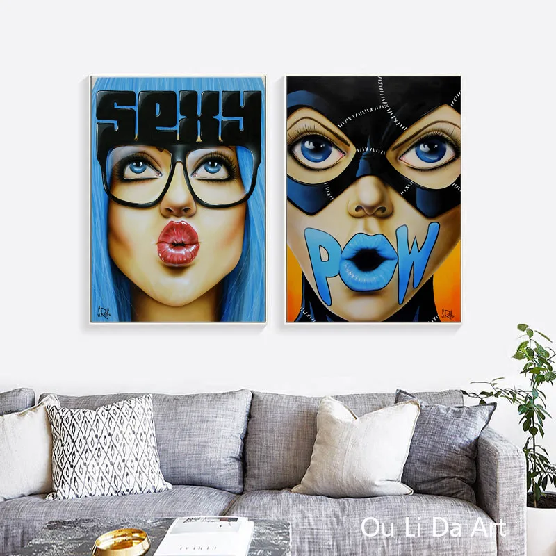 Нет рамки абстрактная картина маслом "Женщины с полосатыми цветами" на холсте, напечатанная на современном кофейном интерьере - декоративная картина.