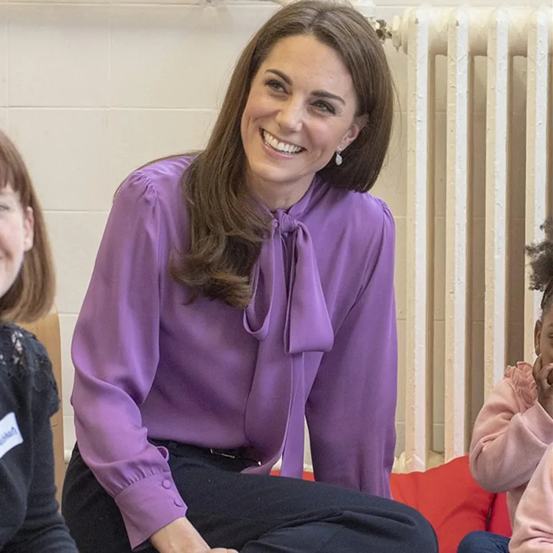 Новинка Kate Миддлтон Принцесса фиолетовые блузки Модные Дизайнерские офисные
