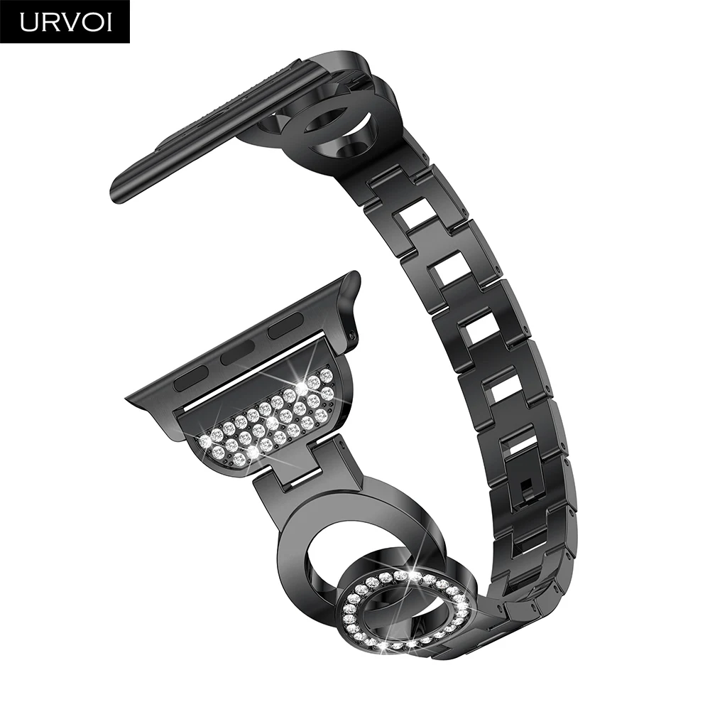 URVOI band для Apple Watch series 6 SE 5 4 3 2 1 link браслет девочек модные двойные круги Циркон