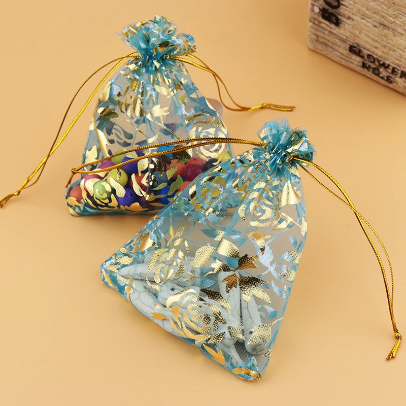 Сумки из органзы с изображением озера синей розы сумки для украшений и упаковки