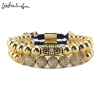 luxury zircon men bracelet tube polygon ball charm copper bead macrame braided men bracelets set for men jewelry moda mujer