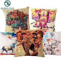 vintage style colorful elephant cushion cover sofa decoration pillow case linen pillow cover sofa decorative pillowcase