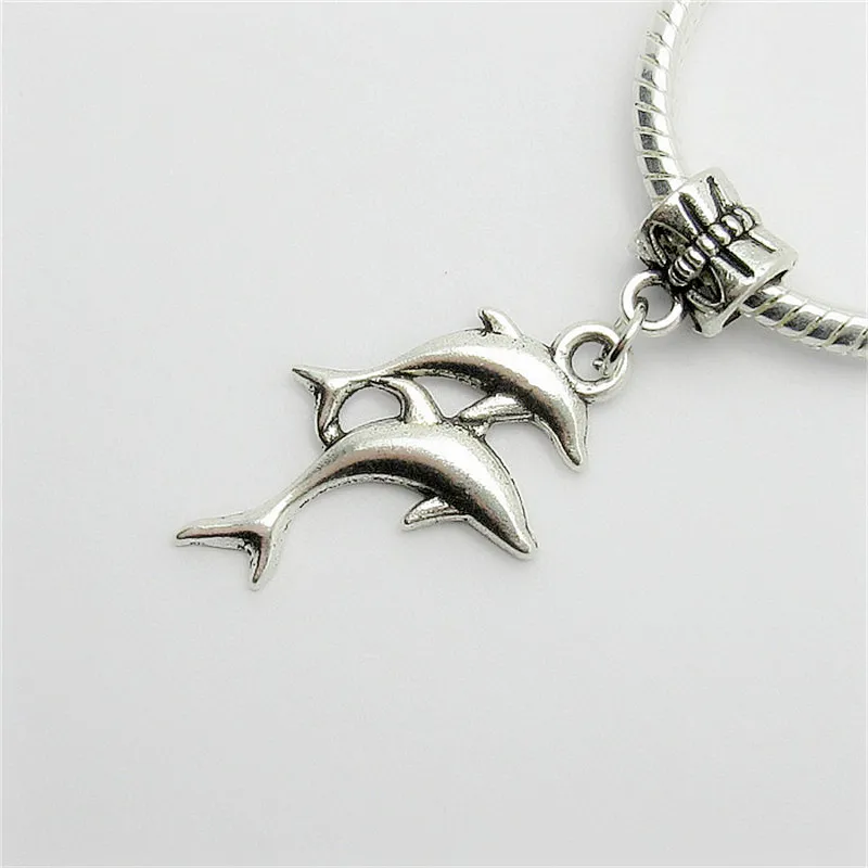 Новый 25 шт. Дельфин Шарм бусинки с большими отверстиями европейский кулон