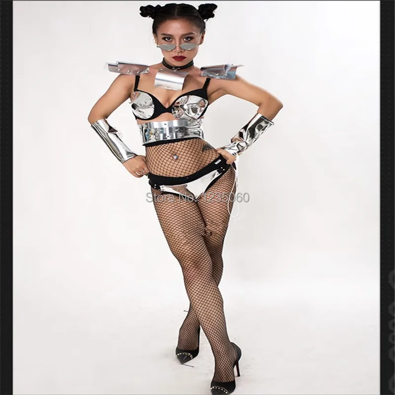 Серебристое зеркальное боди WYY Singer костюмы для диджея бальных танцев мужской