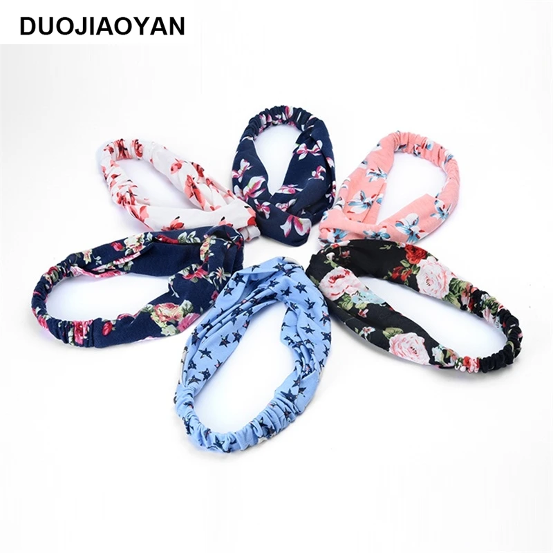 

DUOJIAOYAN New fashion Girls Print Knot Hair hoop 6 colors Summer Headband Women Hair Accessories Twist Cross Hairband
