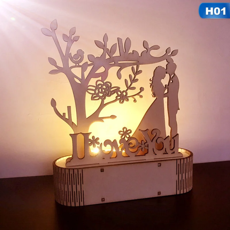 Деревянные украшения DIY ночник Mr& Mrs Свадебные украшения деревенские вечерние Декор поставки свадебные подарки для гостей свадебный душ - Цвет: 01