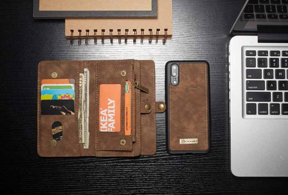 Чехол-Кошелек Caseme для huawei P20 Lite 2 в 1 съемный чехол из натуральной кожи с магнитной откидной крышкой для huawei P20 Pro P20 Coque
