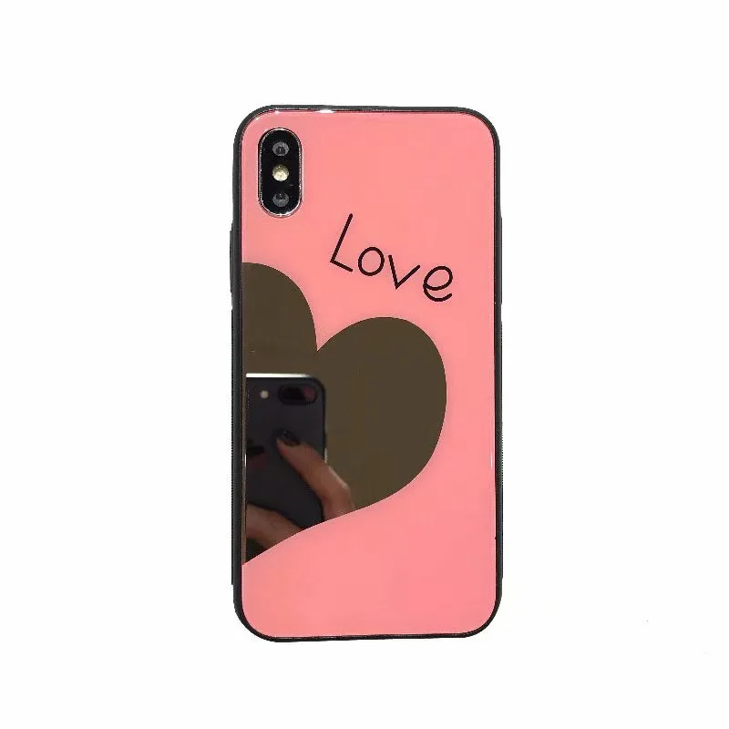 Модный простой стиль сердце &quotлюбовь&quot зеркало стекло для iphone 7 Чехол X XR 6 S 8 plus xs