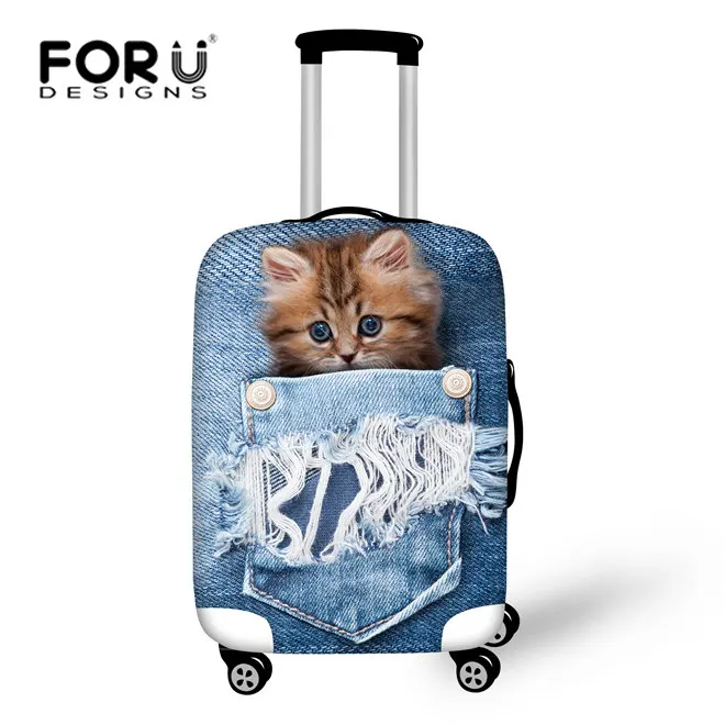 FORUDESIGNS/3D джинсовые дорожные сумки с кошкой, чехол для багажа, плотный эластичный Эластичный Защитный чехол для костюма, чехол для 18 ''-30'', чехол N - Цвет: CC2294
