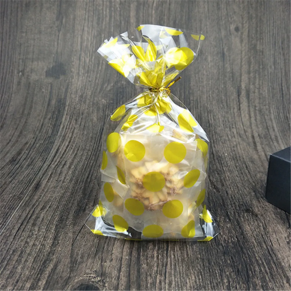 50 шт 13X21 см белый золотой пакет с отделкой в горошек печенье diy Подарочные сумки