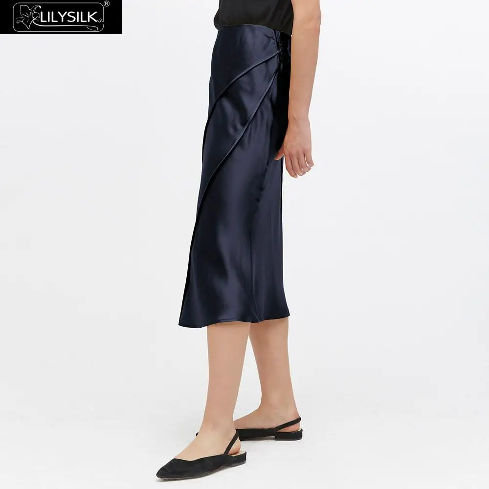 Шелковая юбка миди LilySilk элегантная женская новинка бесплатная доставка|Женские
